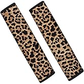 Dolyues Animal Leopard Print Car Seat Belt Cover Seatbelt Pads for Women Adults, All Season Universal Funny Shoulder Strap Padding for Vehicle, SUV, Full Set of 2, Tote Bags Scratchproof