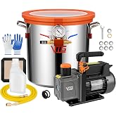 VTG VOGTEN 5 Gallon Vacuum Chamber with Pump | Degassing Chamber Kit with 4.5 CFM 1/3HP Vacuum Pump,for Stabilizing Wood,Degassing Resin, Silicone,Epoxies