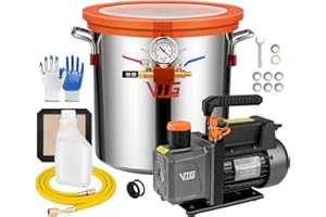VTG VOGTEN 5 Gallon Vacuum Chamber with Pump,304 Stainless Steel Degassing Chamber Kit with 4.5 CFM 1/3HP Vacuum Pump,for Stabilizing Wood, Degassing Resin, Silicone and Epoxies