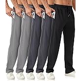 OZYJD Mens Sweatpants with Zipper Pockets 5 Pack Mens Joggers for Men Open Bottom Mesh Athletic Pants for Workout,Running