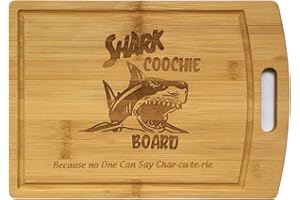 RIDER MIKE Shark Coochie Charcuterie Boards/Bamboo Cutting Board/With Juice Grooves/Laser Engraved Pattern/Charcuterie Board (11x8 in)