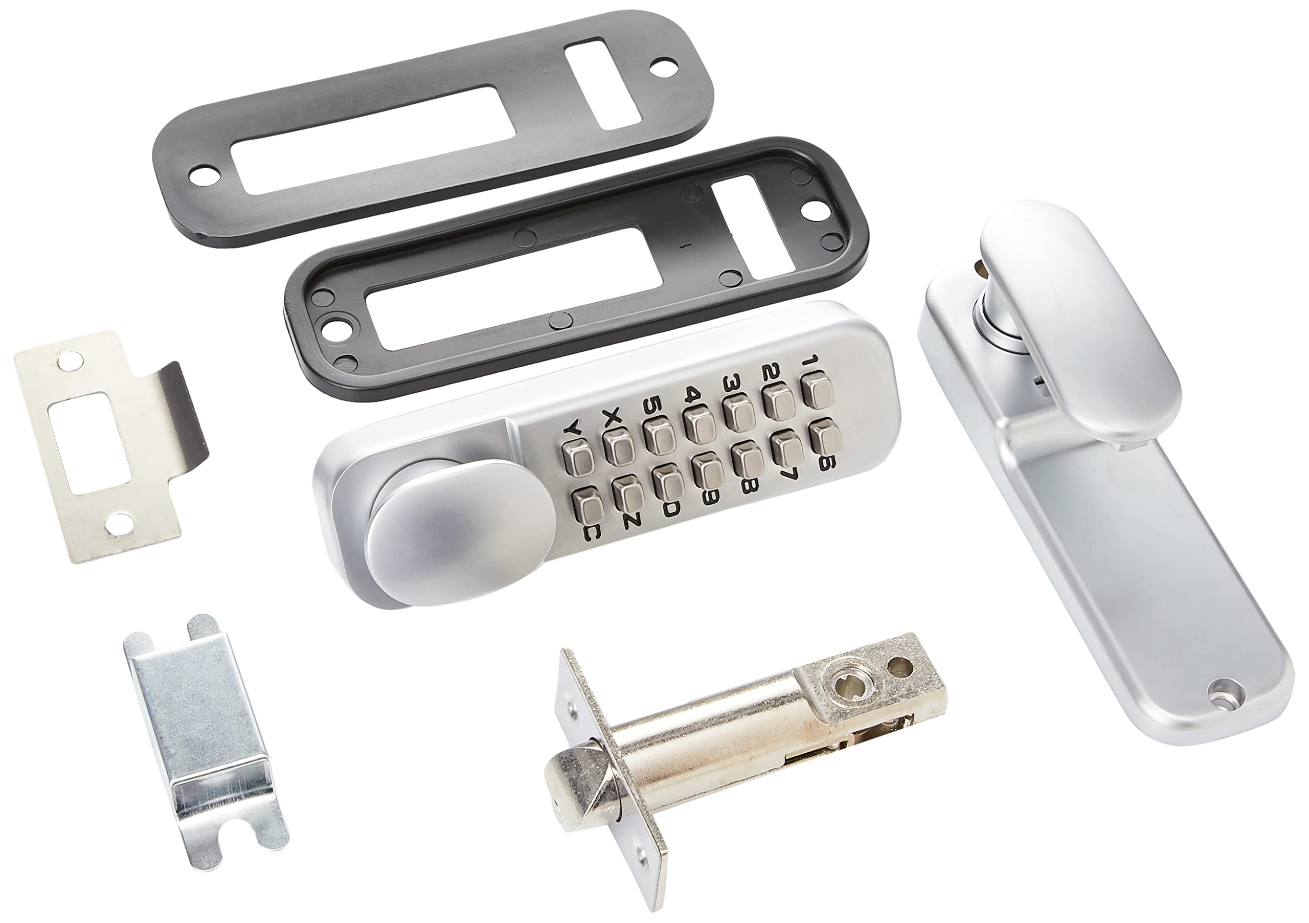 Mechanical Digital Door Lock with Holdback - Satin