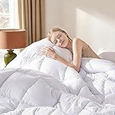 DOWNCOOL Comforters Queen Size, White Duvet Insert, Lightweight Quilt | Corner Tabs,All Season, Down Alternative Hotel Comforter, Queen 88x92 Inches