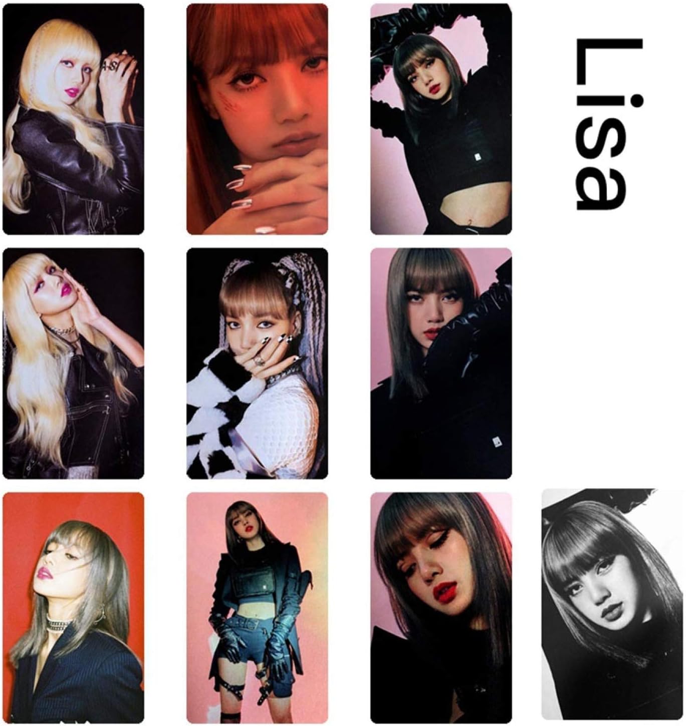 yuehuxin Extraordinary Set Kpop Blackpink"Kill This Love" Return Magazine Cover Photo Crystal Card Sticker Suitable for Bus Card ID Card Hot Gift for Fans (05)(None Lisa)