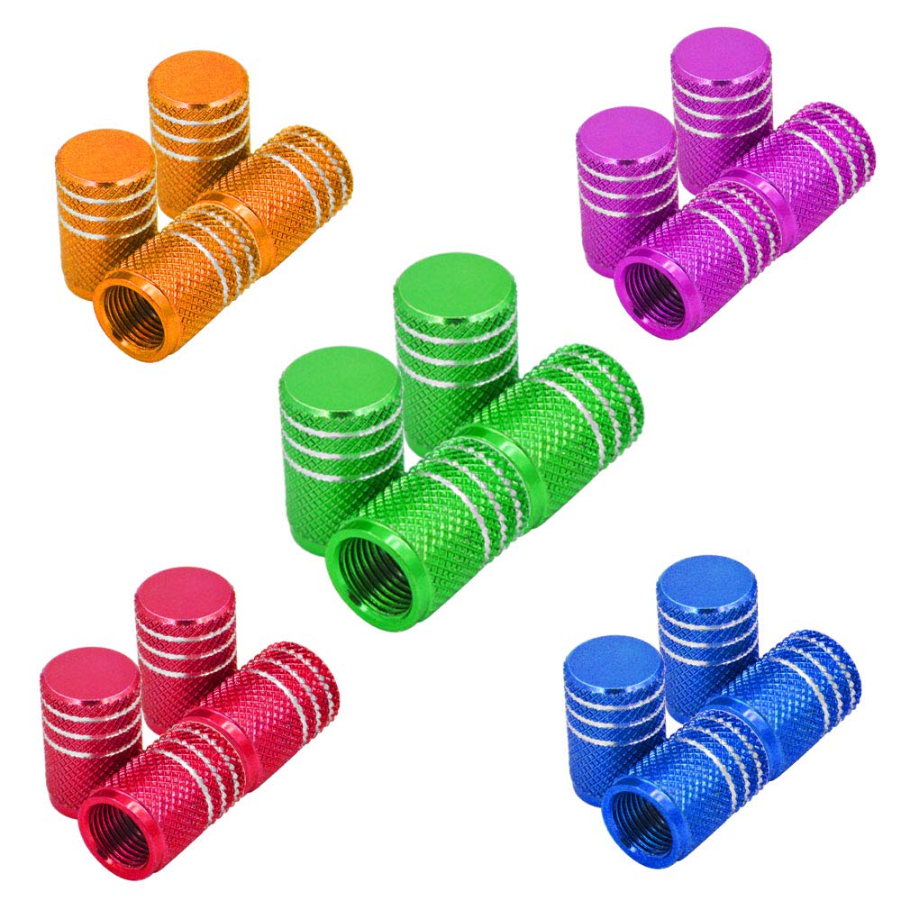 senvenelec 20 pcs color Aluminium Valve Stem Caps, Tyre Valve Dust Caps Car, Motorbike, Trucks, Bicycle Prevent Air Leakage.