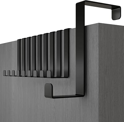 Menz Over Door Hanger Set of 10 Black Holds 8KG Non-Slip 3.6/4.6 cm
