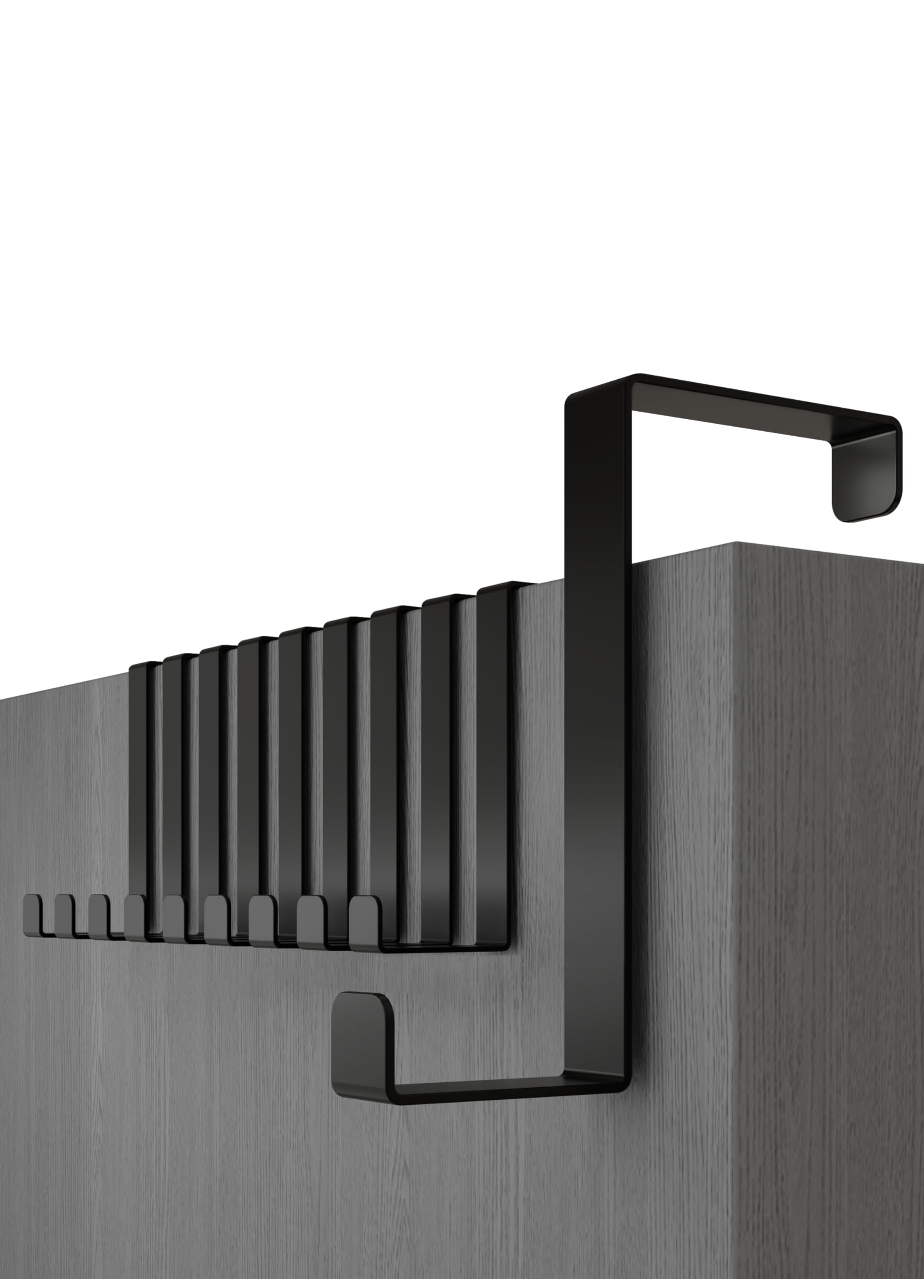 Menz Over Door Hanger – Set of 10, Black - Holds 8KG - Coat Hanger 3.6 cm (1.4") and 4.6 cm (1.8"), Coat Hooks for Door, Hangers for Clothes