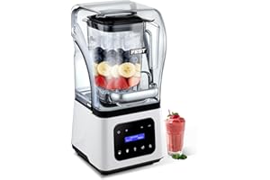 Commercial Blender 2200W Heavy Duty Countertop Blender, Quiet Shield Sound Enclosure, 6-Blade System, DIY Timer & 9-Speed, 5 