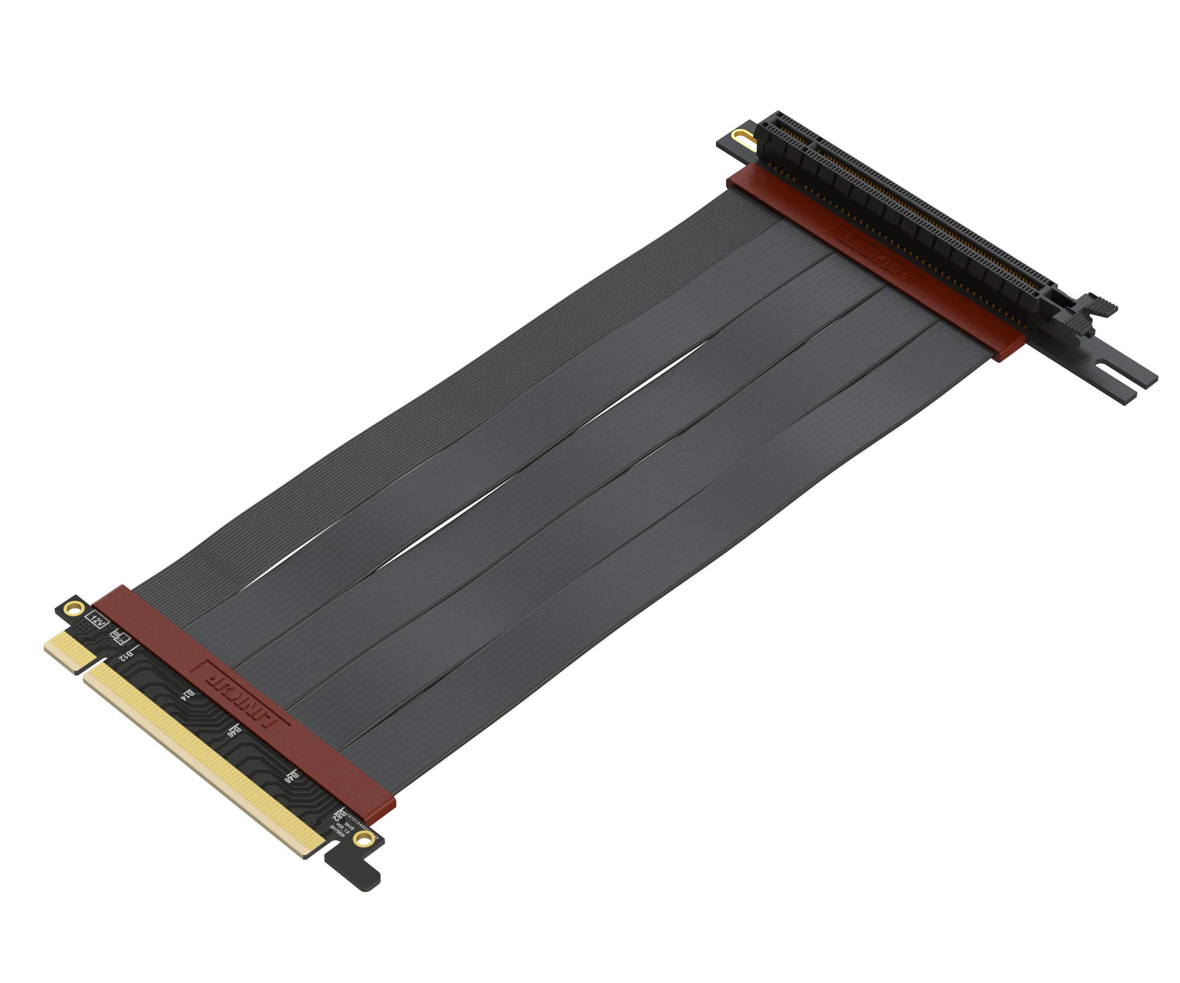 LINKUP PCIE 3.0 16x Shielded Extreme High-Speed Riser Cable Premium PCI Express Port Extension Cable | Left Angle Socket (20cm)