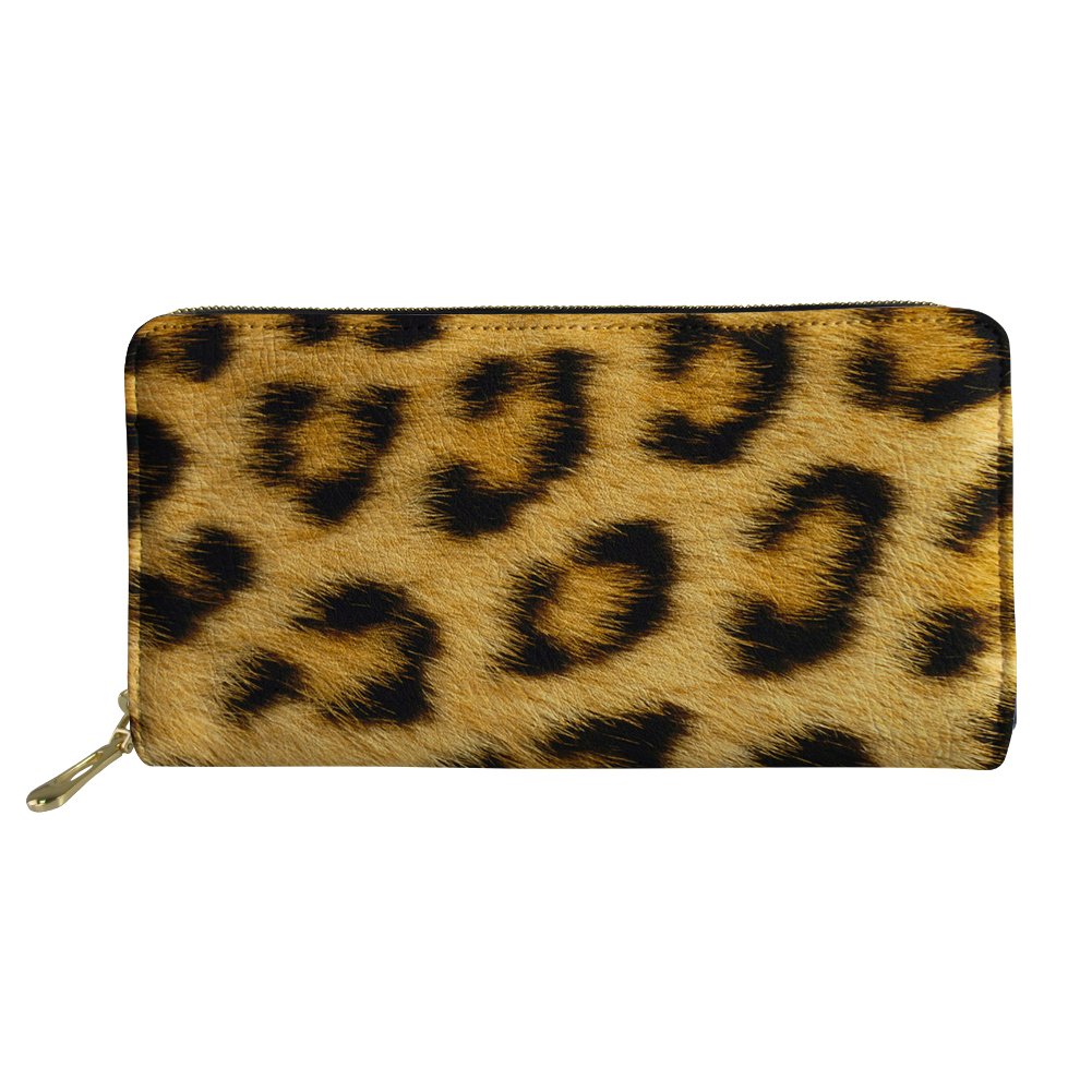 chaqlin3D Leopard Print Credit Card Wallets Leather for Women Men Huge Storage Capacity