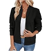 Verdusa Women's Zip Up Bomber Jacket Casual Long Sleeve Textured Lightweight Coat Business Casual Outfits Spring Fall Clothes