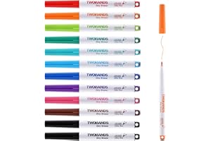 TWOHANDS Magnetic Dry Erase Markers Ultra Fine Tip With Eraser,Fine Point Colord,Thin Whiteboard Markers for Office,Home or P