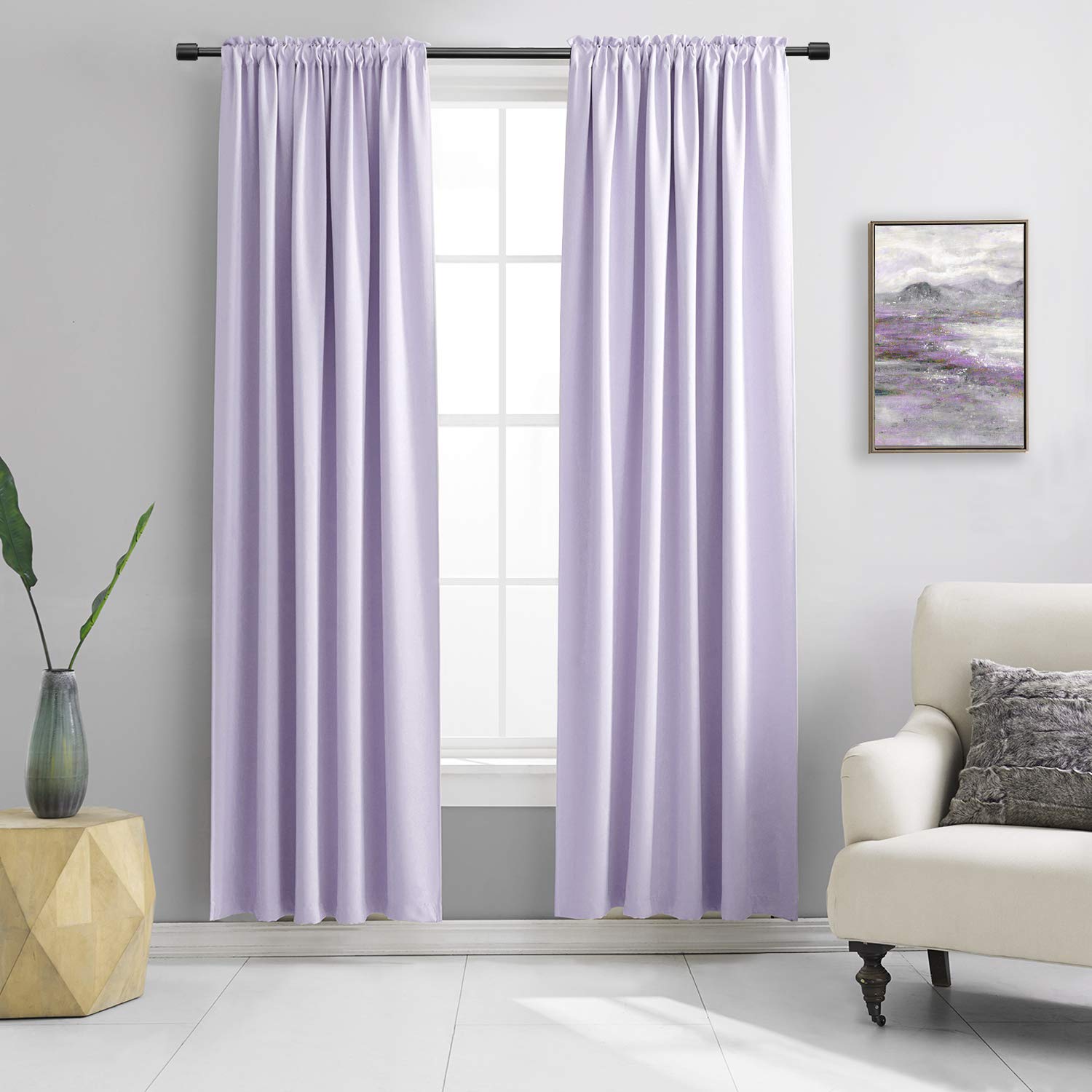 Photo 1 of DONREN 84 Inches Long 2 Panels Lavender Purple Curtain Panels for Bedroom - Room Darkening Rod Pocket Thermal Insulated Drapes for Living Room,52 W x 84 L