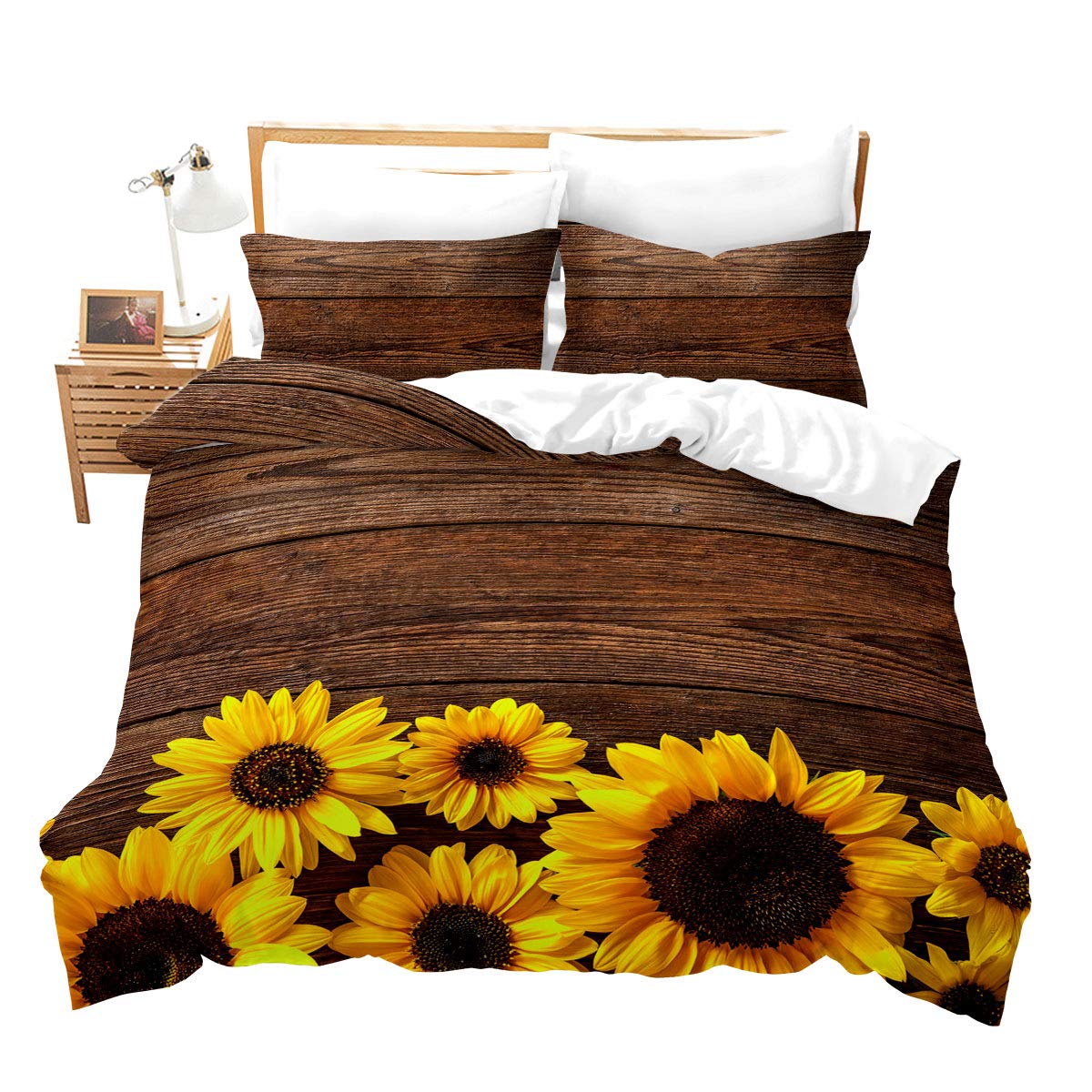 Yellow Floral Duvet Cover King 3d Sunflower Bedding Set Summer Colorful Nature Art Print Comforter Cover Countryside Garden Style Decor Quilt Set Modern Style For Women Kids Girls With Zipper Ties Toys