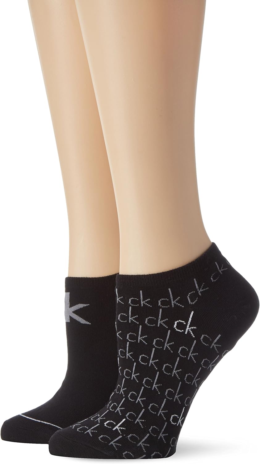Calvin Klein Women's Ecx775 Knitted 5 DEN Ankle Socks (2 Pair) Black