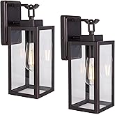 LIT-PaTH Outdoor Wall Lantern, Wall Sconce as Porch Lighting Fixture, E26 Medium Base Max 60W, Anti-Rust Metal with Glass Sha