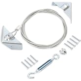 JIAHOO Anti Sag Gate Kit for Wooden Fence, Anti-Sag Gate Support Cable Kit | Gate Tensioner Cable Kit, Steel Fence Door Repair Kit, For Wood Door, Gate Frame Kit Hardware, Silver