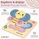 Airlab Wooden Jigsaw Puzzle Garden Animals 4 Pack for Toddlers Beech Wood view 4