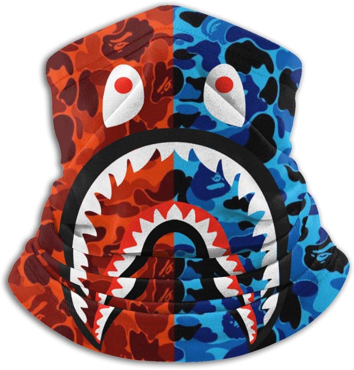 Bape Camo Blood Shark Microfiber Neck Warmer,Sports Face Guards,Windproof Dust Proof Mouth Face Mask Magic Scarf Balaclava