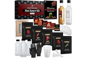 KITSY BOX Hot Sauce Making Kit - Complete DIY Set with Tools, 5 Variety Peppers from Mild to Carolina Reaper Hot, Make Your Own Hot Sauce Kit For Adults Men or Women, Christmas Gift
