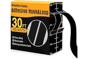 Bambeav 30Ft x 1 Inch Hook and Loop Strips with Adhesive, 2 Rolls Heavy Duty Hook and Loop Tape with Backing for Home, Office