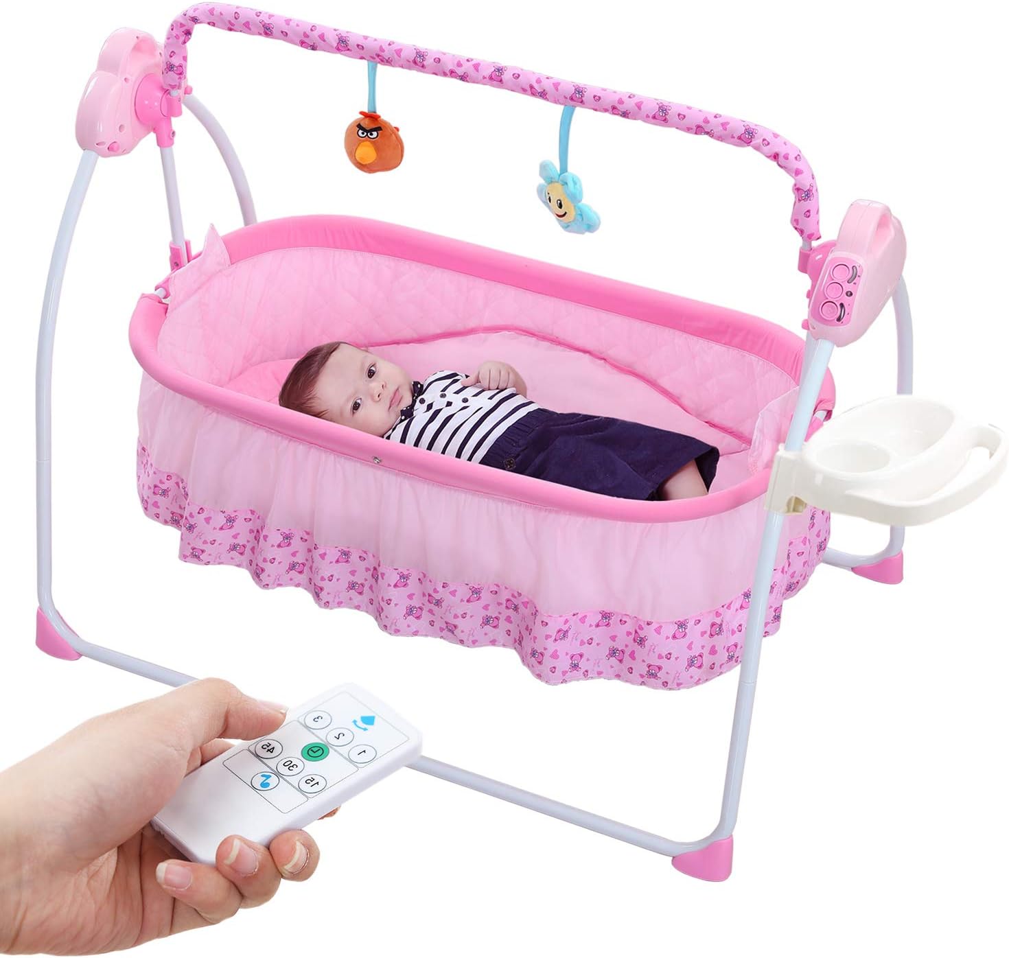 WBPINE Baby Cradle Swing, Automatic Baby Bassinets Swing Crib for Baby Boy and Girl with Music