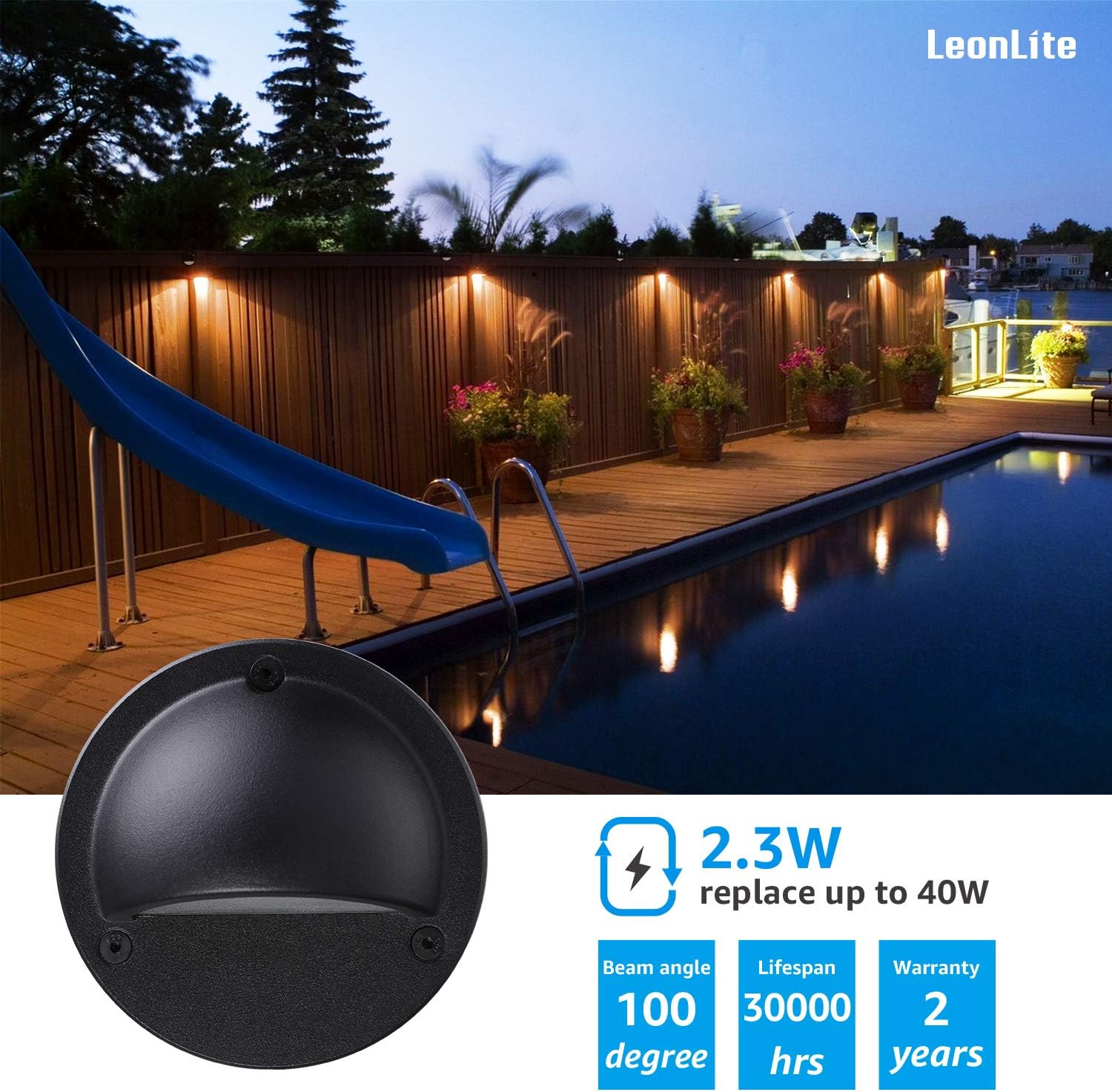 LEONLITE Low Voltage LED Deck Lights Walkway Garden Yard Pack of 3