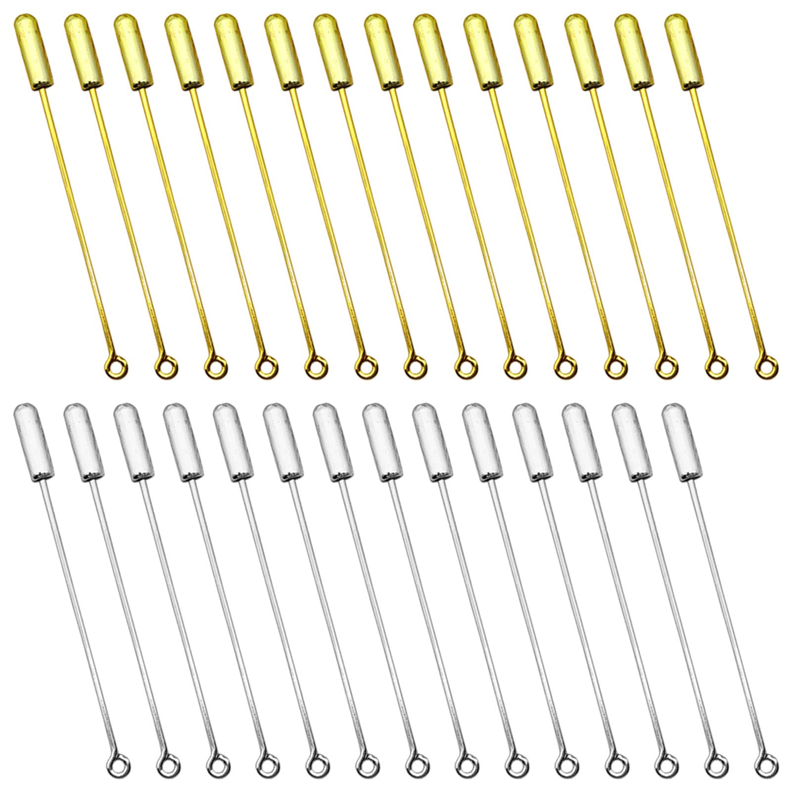 60pcs Brooch Pin Stick for Jewelry Making,Metal Stick Pin Brooch Safety Pins Needle Eye Pin with Stopper Ends for DIY Costume,Suit Tie Hat pin,Jewelry Making Accessories(Gold,Silver)