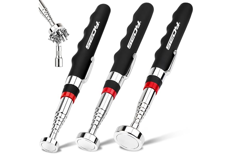 3-Pack Telescoping Magnetic Pickup Tool, 30lb 40lb 80lb Pull Force, 30-Inch Extendable Magnetic Grabber Stick with Non-Slip Handle for Automotive Repair, Garage, Retrieving Screws, Nuts, Bolts, Nails