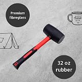 Toolzone 32oz Rubber Mallet Fibreglass Handle Non-Slip Grip Red Black view 6
