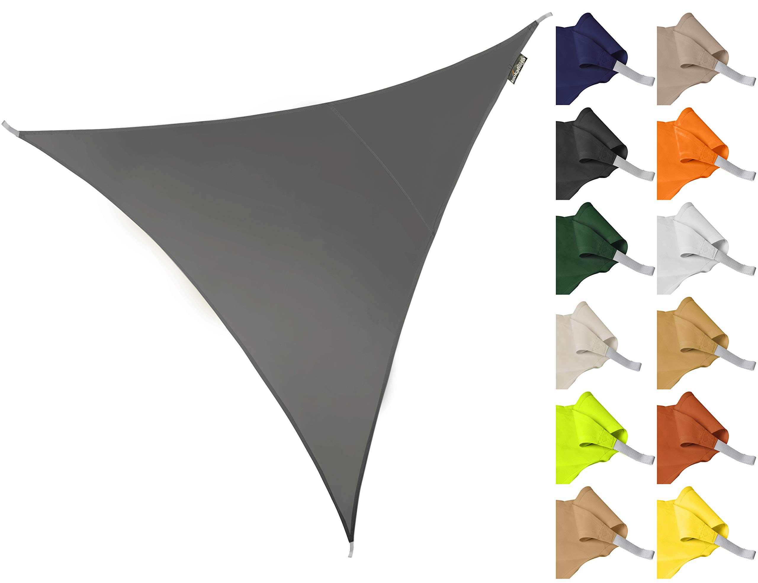 Kookaburra 5m Triangle Water Resistant Garden Patio Sun Shade Sail Canopy 96.5% UV Block with Free Rope (Charcoal)