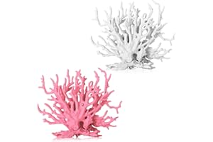 TkoYuHm 2 Pack Artificial Coral Reef Decor for Aquarium Pink and White Fish Tank Decorations for Landscaping Cute Plastic Ornaments for Terrarium