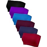 Geyoga 6 Pieces Strapless Bandeau Bras, Seamless Bralettes Stretchy Non Padded Tube Tops for Women