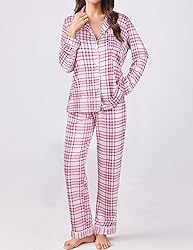 Ekouaer Womens Pajamas Set 2 Piece Button Down Pjs