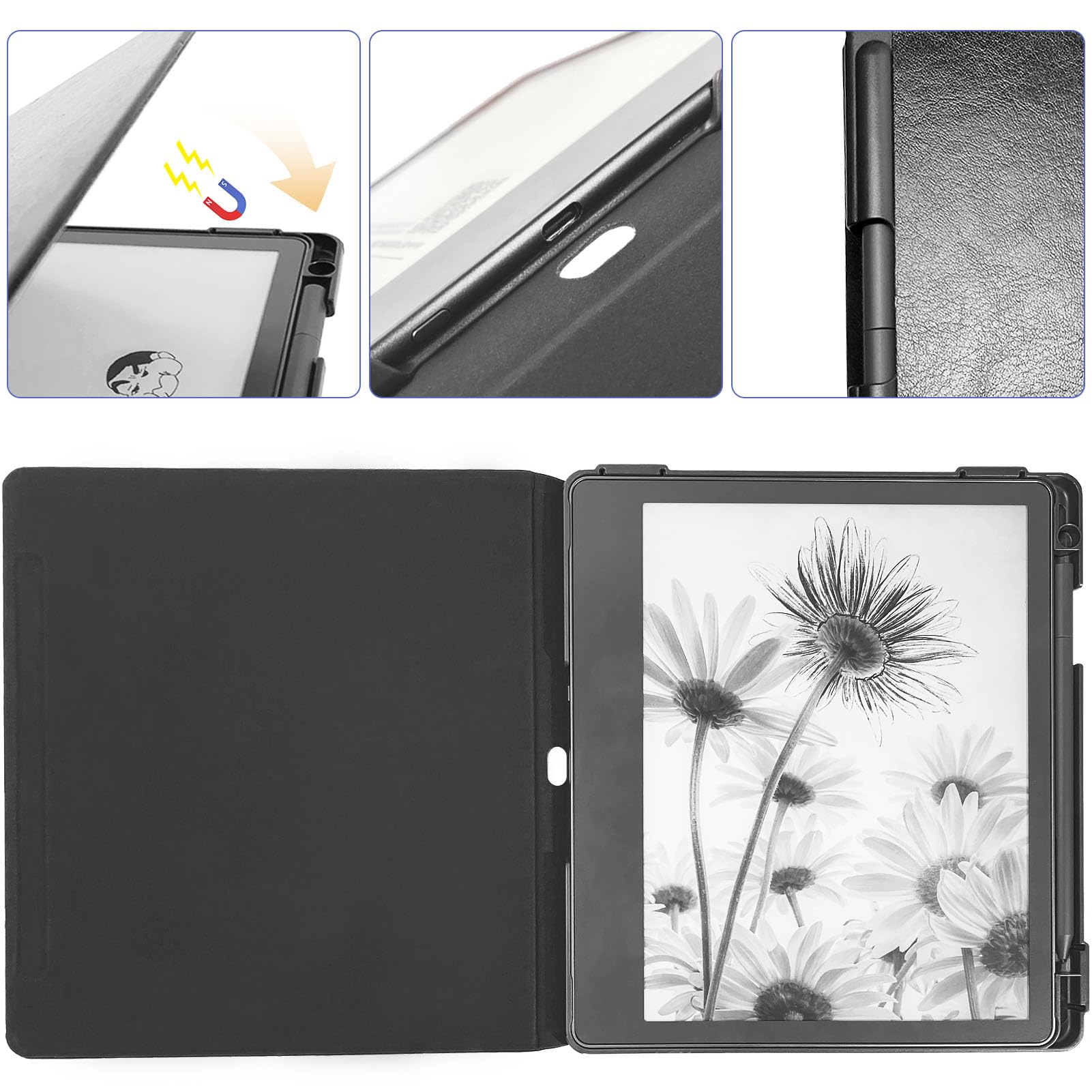 E NET-CASE Case for Kindle Scribe (2024/2022 Released) - Lightweight and Hard Back Shell Protective Book Folio Cover with Auto Sleep Wake for Kindle Scribe 10.2