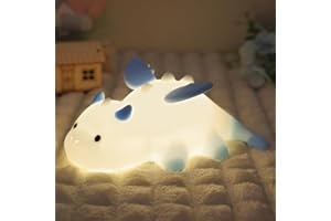 Ammonite Dragon Night Light, Cute Dragon Lamp with 8 Color Lights, Soft Silicone Kids Nursery Nightlight LED Touch Light, Kid