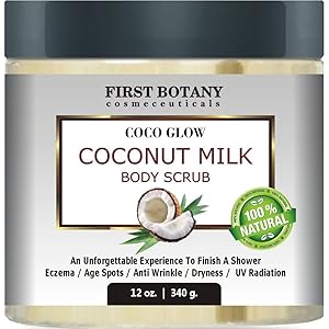 Natural Coconut Milk Body Polish 12 oz. With Dead Sea Salt and Vitamin E. Powerful Body Scrub Exfoliator and Daily Moisturizer For All Skin Types 
