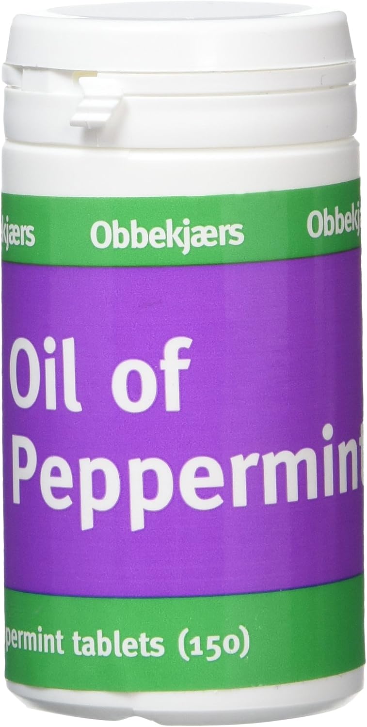 Obbekjaers Peppermint Oil - Pack of 150 Tablets, 150 Count (Pack of 1)