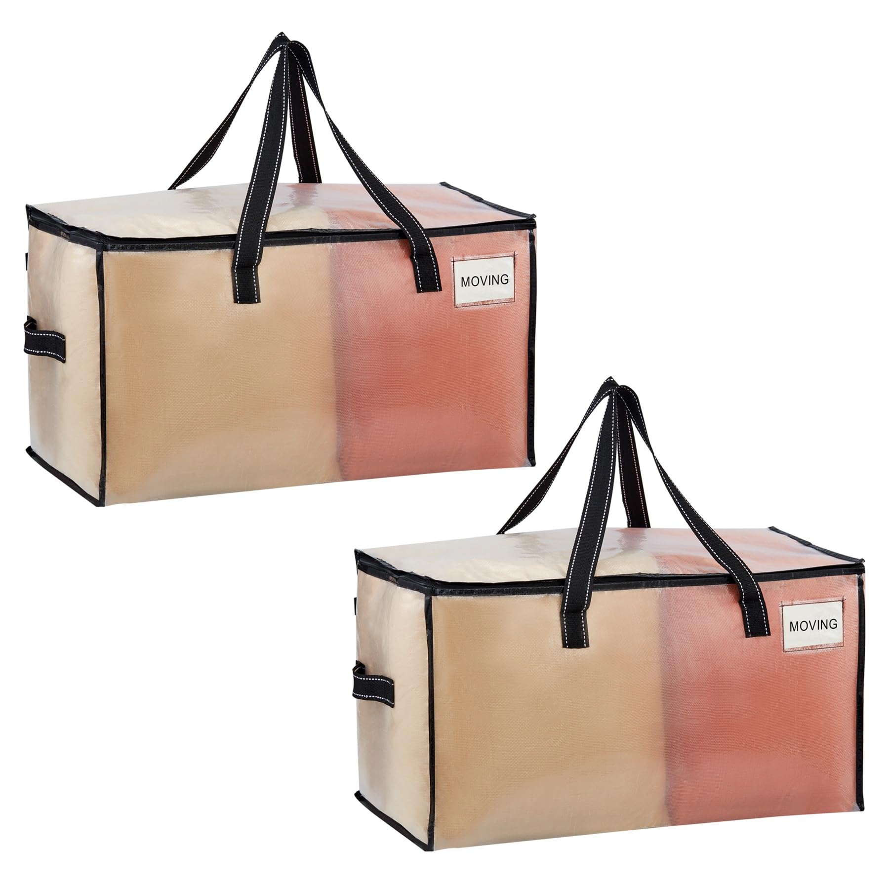 VENO 2 Pack Extra Large Moving Bags,Clothes Storage Bags for Blankets Bedding,Moving House Essentials,Waterproof Underbed Storage Packing Boxes,Laundry Bags Organiser (Clear, 2 Pack)