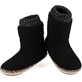 Men's Warm Up House Boots, Thick Fuzzy Sherpa Fleece Winter Moccasin Socks Non-slip Soles, Cozy Soft Comfy Indoor Shoes Rubber Grippers