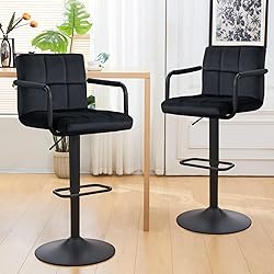 Furniliving Adjustable Barstools with Back, Black