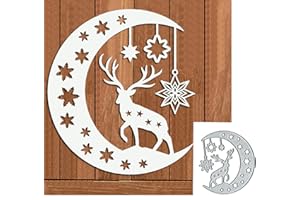 Christmas Elk Star Moon Metal Die Cuts for Card Making,Christmas Deer Snowflake Card Cutting Dies Cut Stencils DIY Scrapbooki