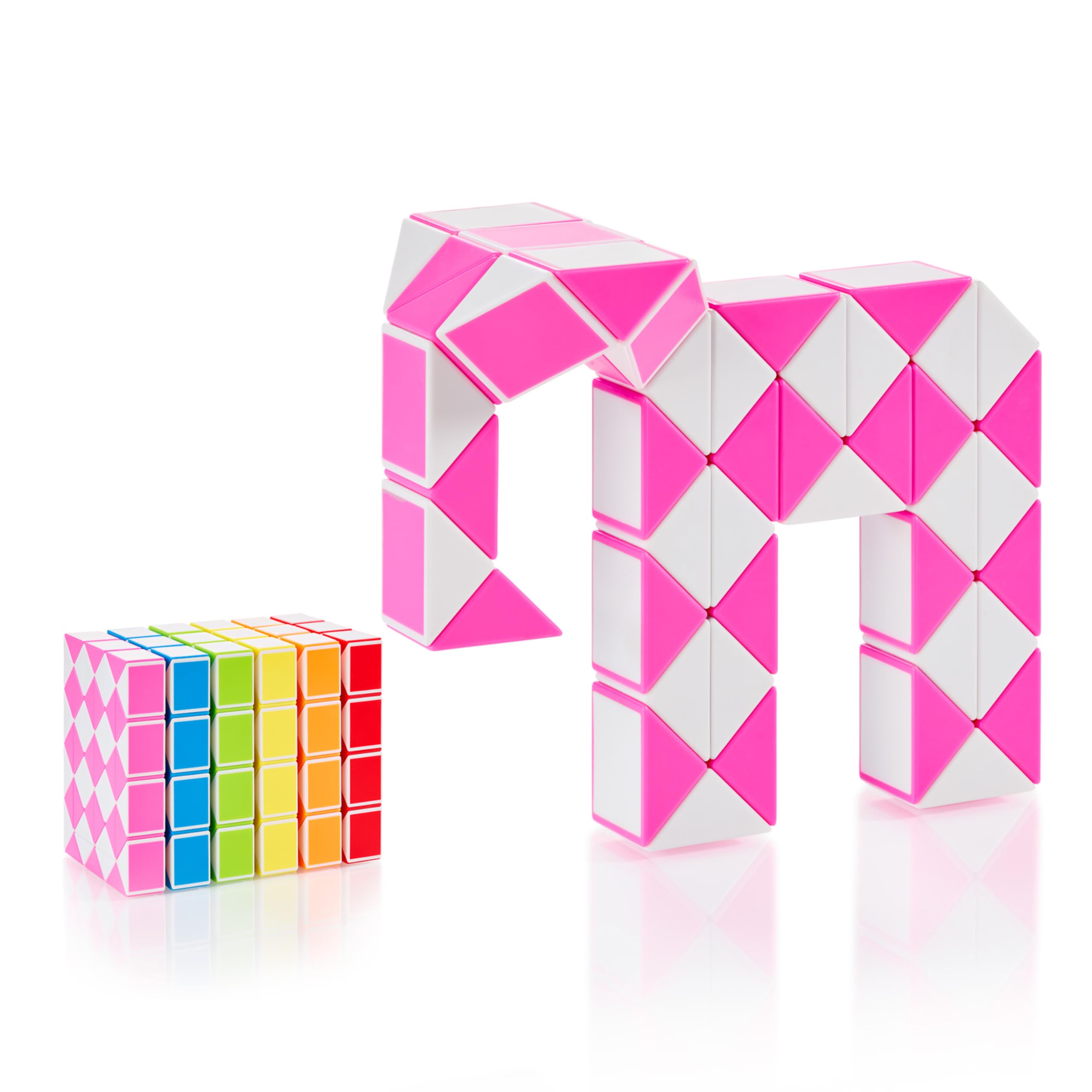 CUBIDI® Original Magic Snake - 48 Blocks Pink | Puzzle Game for Children & Adults | Ideal for Party Bags, Birthday Favours or Small Gifts