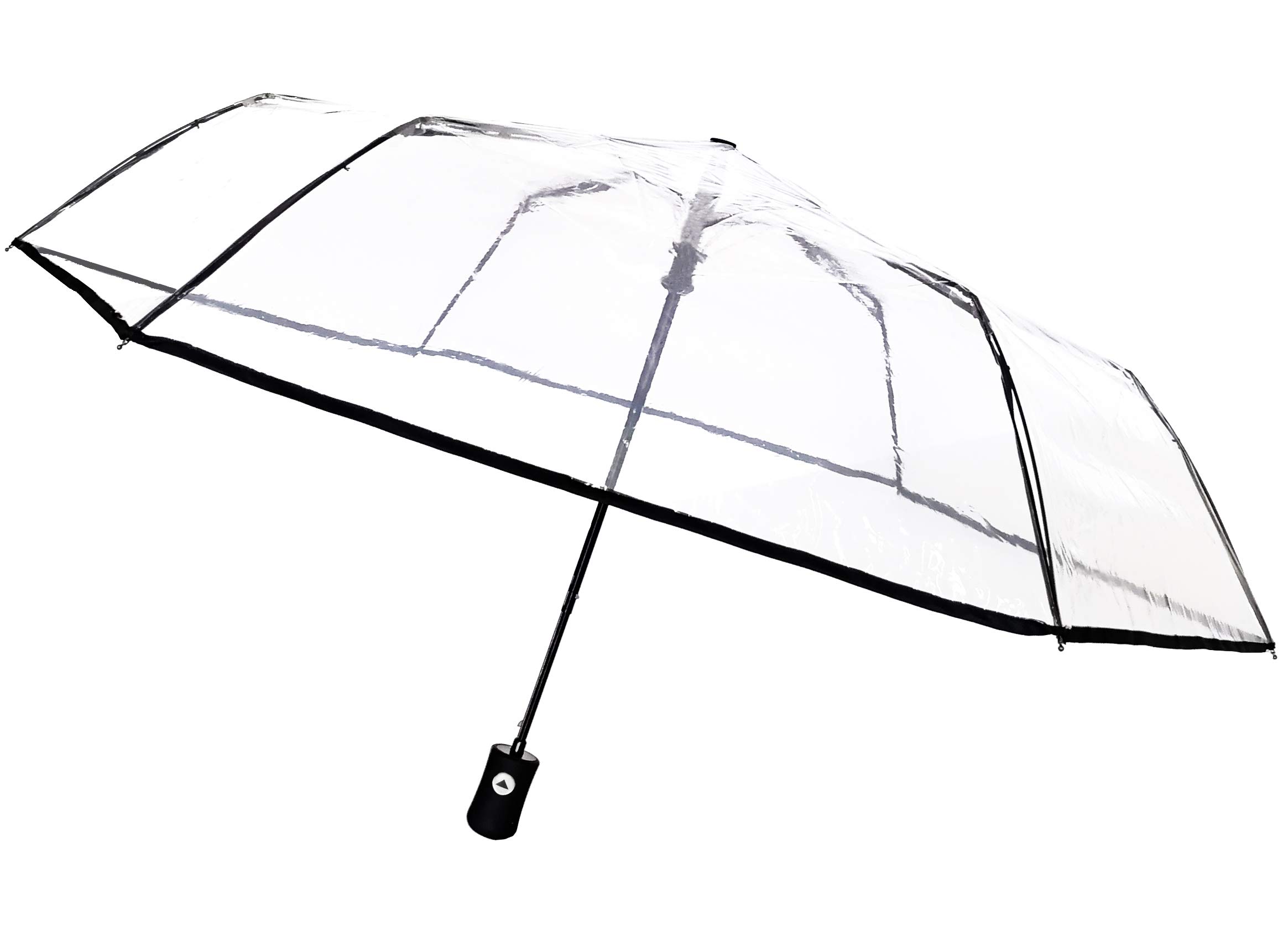 SMATI SMARTBULLE Transparent Folding Umbrella - Compact; Strong; Windproof; Automatic opening; Diameter=98cm; Umbrella for Men/Women; Colour: BLACK border