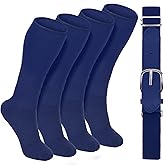 Age 10 Above Double Baseball Socks and Belt Combo Set Softball Socks and Elastic Waist Belt for Boys Girls (Multi-colored)
