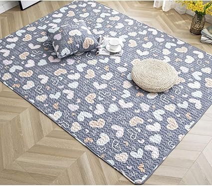 Amazon ライトブルー プレイマット 洗える おしゃれ すべり止め 赤ちゃんに優しい 70 90cm 綿 100 北欧 夏用 洗える キルティング イブル コットン カフェ風 1 5畳ラグ ラグマット 花柄 ホットカーペット 床暖房対応 ベビープレイマット ラグマット ベビージム