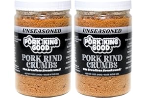 Pork King Good - Pork Rind Breadcrumbs - 2 Pack! Keto Friendly, Paleo, Gluten-Free, Sugar Free, Zero Carb Panko Substitute (Two 12 Oz Jars) (Unseasoned, 2 Pack)