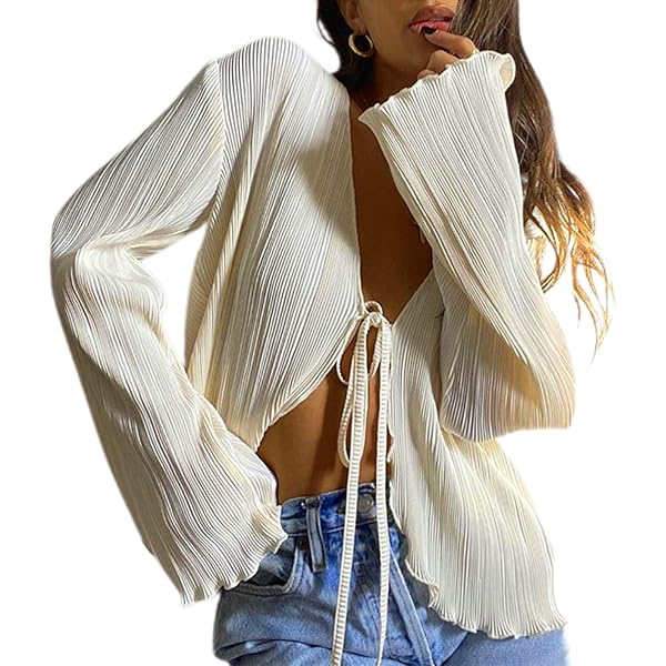 トップス Volume Sleeve Sheer Knit Cardigan Sheer Cropped Knit Cardigan with Volume Sleeves