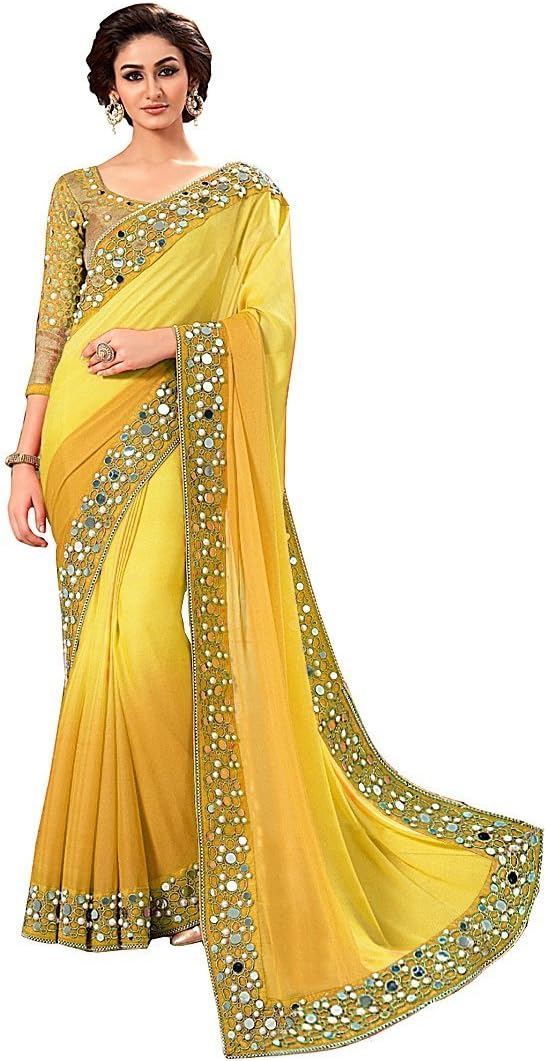 Women's Faux Georgette Saree With Blouse Piece