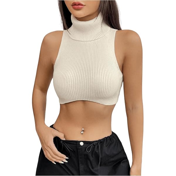 SweatyRocks Women's Ribbed Mock Neck Crop Top - Twist Front Sleeveless Fitted Tank For Casual & Night Out